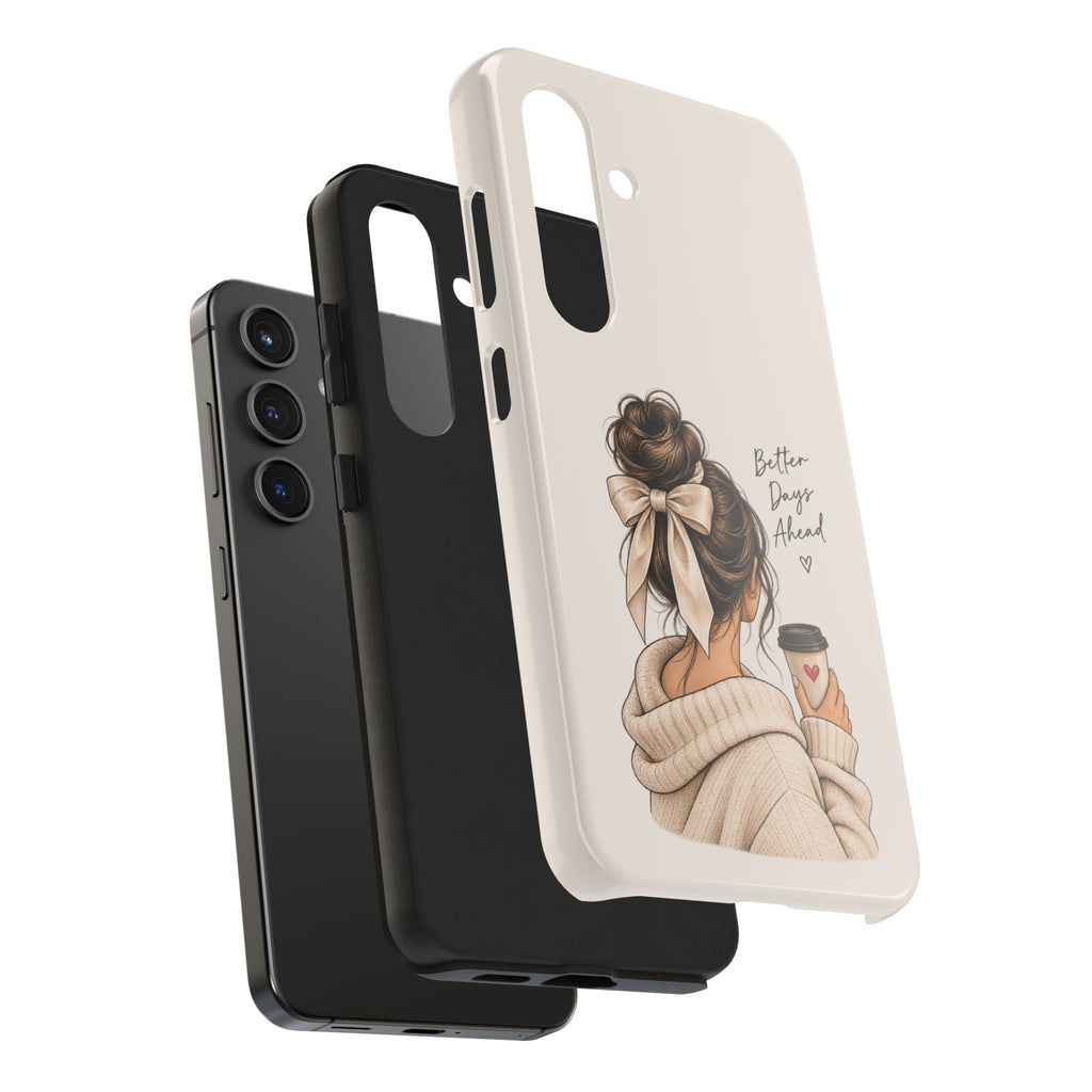 Better Days Ahead Personalized Phone Case – Cozy Feminine Coffee & Bow Design