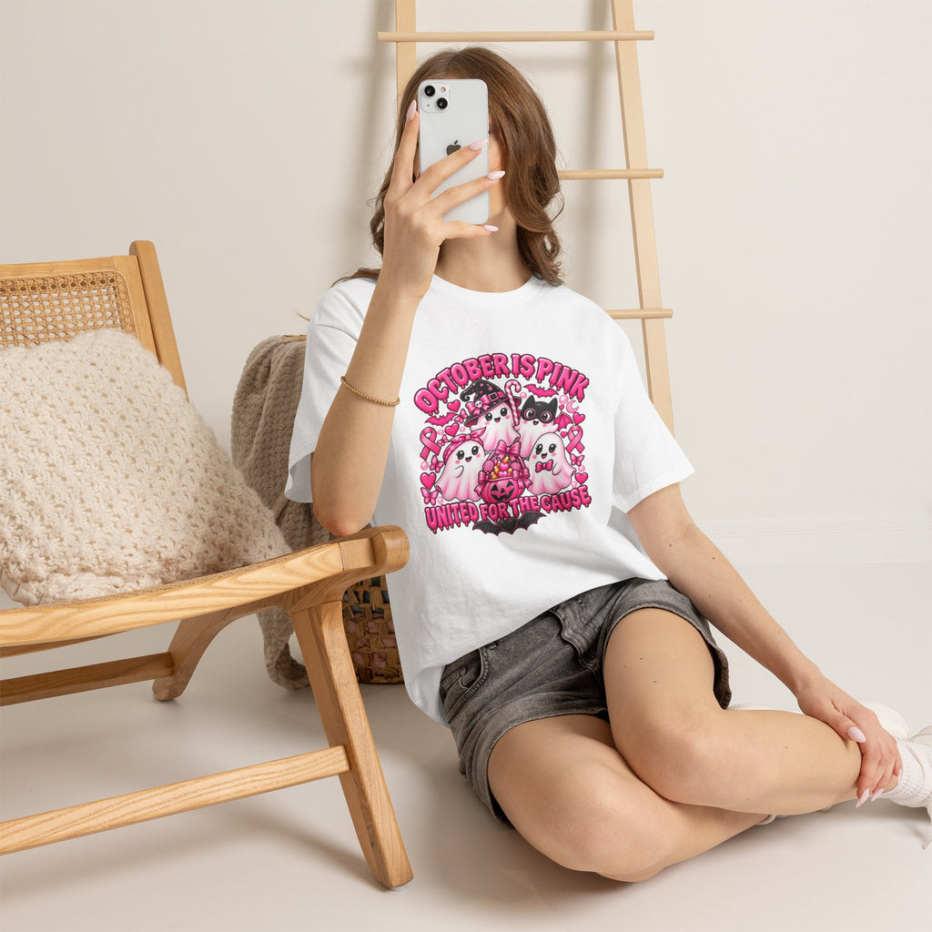 Breast Cancer Awareness Pink Ghosts Tee — "October Is Pink" United For The Cause