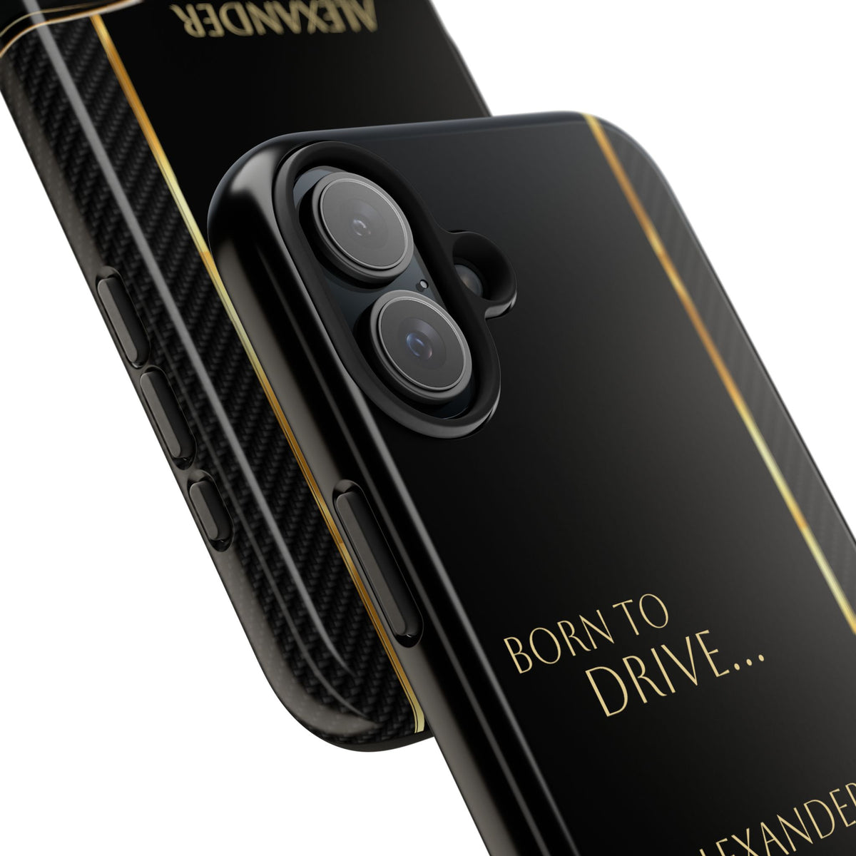 Born to Drive Personalized Tough Phone Case — Personalized Luxury Car Phone Case – Black & Gold Automotive Design