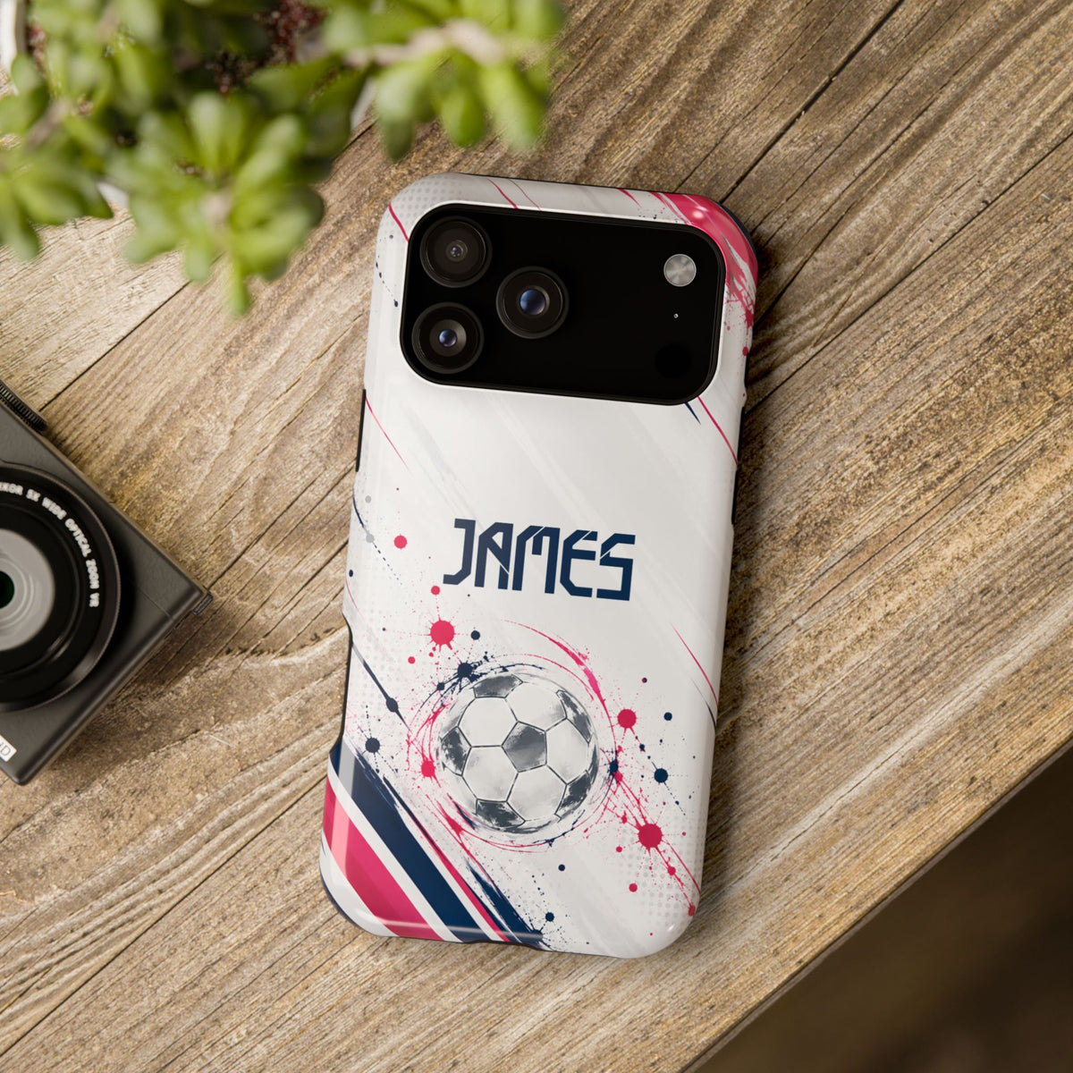 Personalized Soccer Magnetic Phone Case – Custom Name Football Design