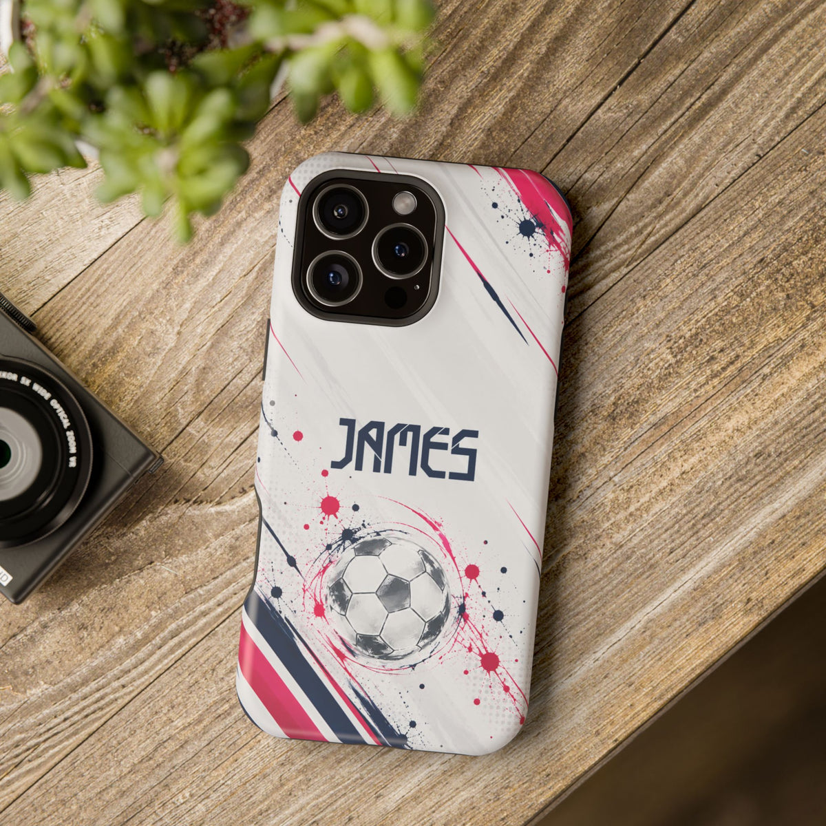Personalized Soccer Magnetic Phone Case – Custom Name Football Design