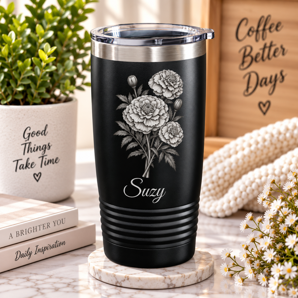Personalized Birth Flower Tumbler – Custom Birth Month Tumbler
