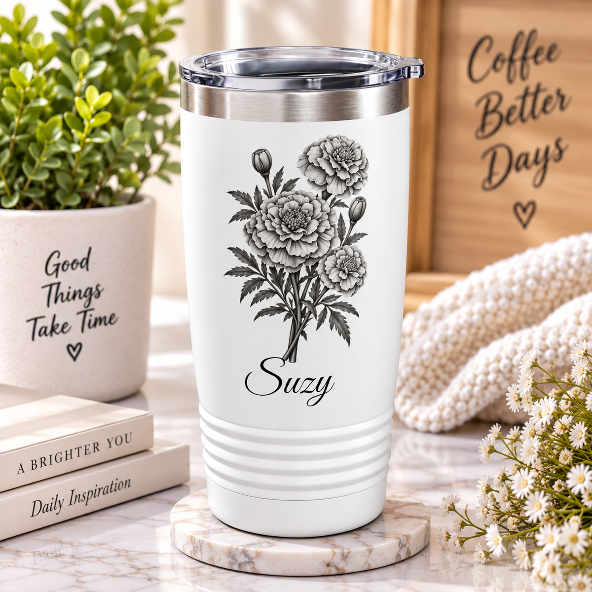 Personalized Birth Flower Tumbler – Custom Birth Month Tumbler