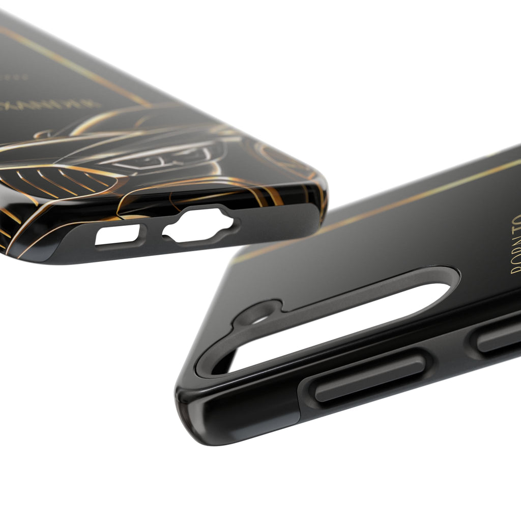Born to Drive Personalized Tough Phone Case — Personalized Luxury Car Phone Case – Black & Gold Automotive Design