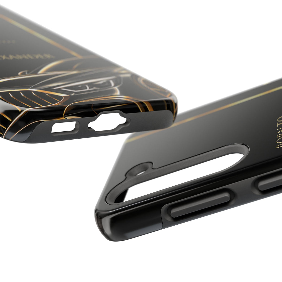Born to Drive Personalized Tough Phone Case — Personalized Luxury Car Phone Case – Black & Gold Automotive Design