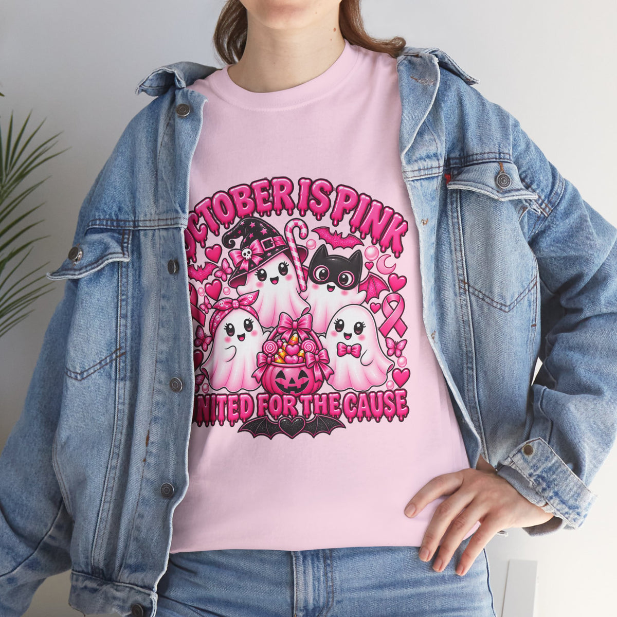 Breast Cancer Awareness Pink Ghosts Tee — "October Is Pink" United For The Cause