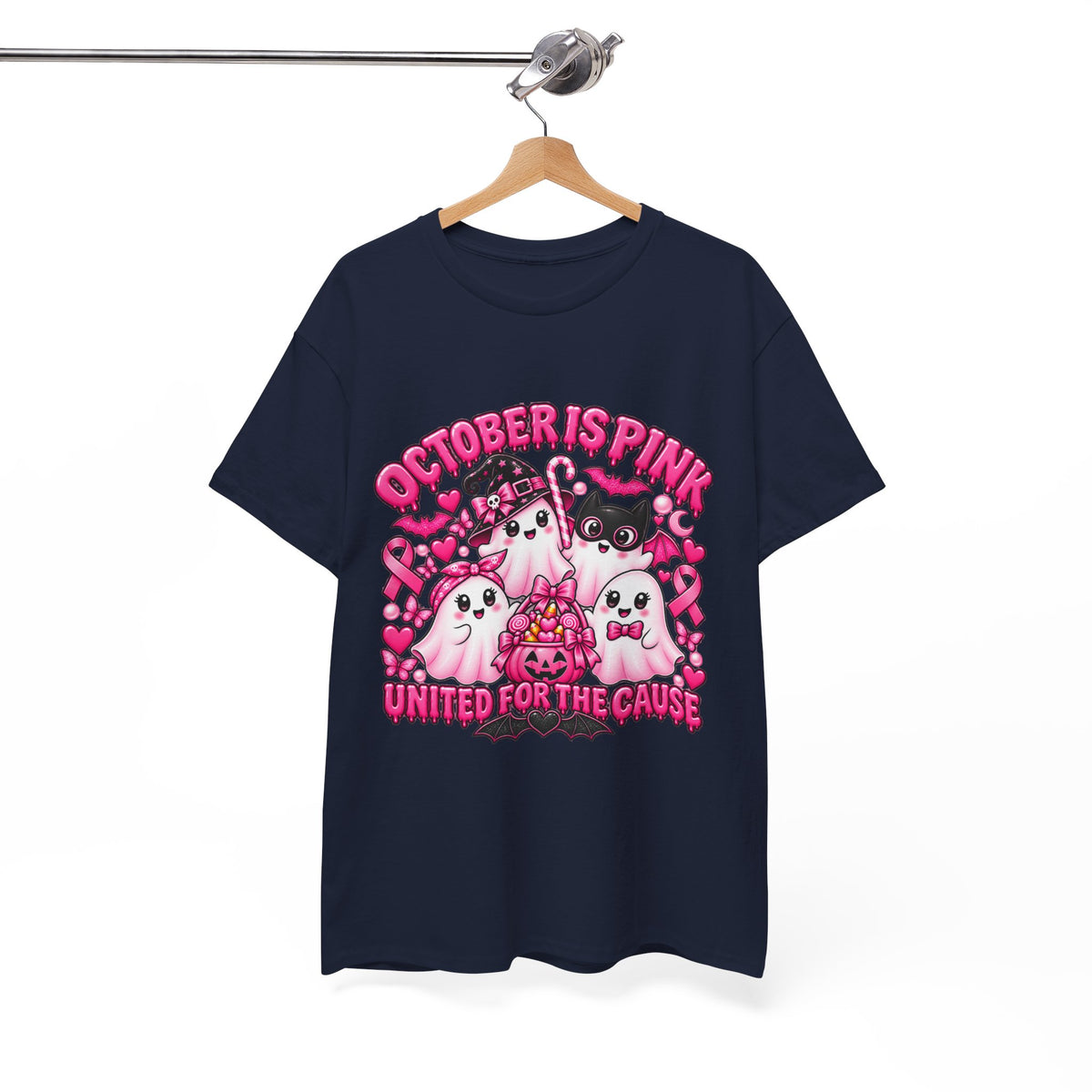 Breast Cancer Awareness Pink Ghosts Tee — "October Is Pink" United For The Cause
