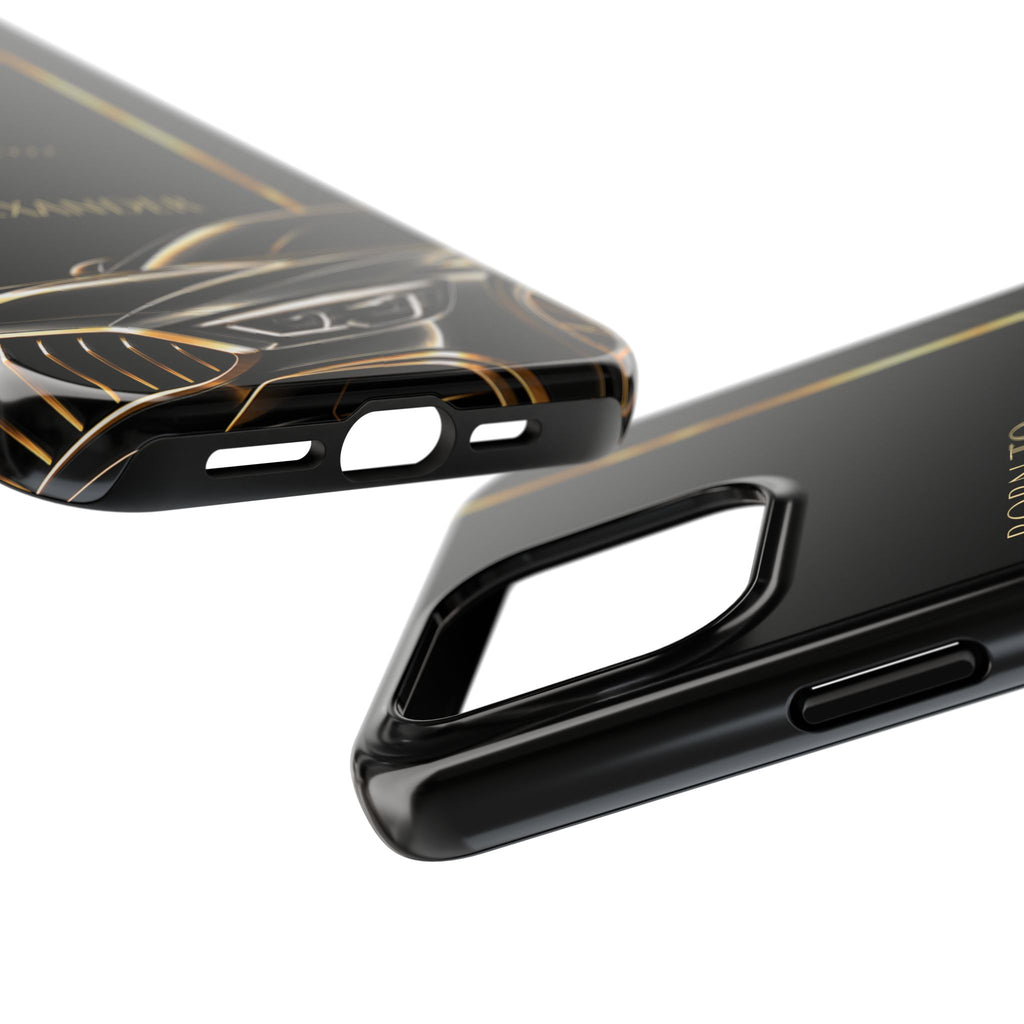 Born to Drive Personalized Tough Phone Case — Personalized Luxury Car Phone Case – Black & Gold Automotive Design