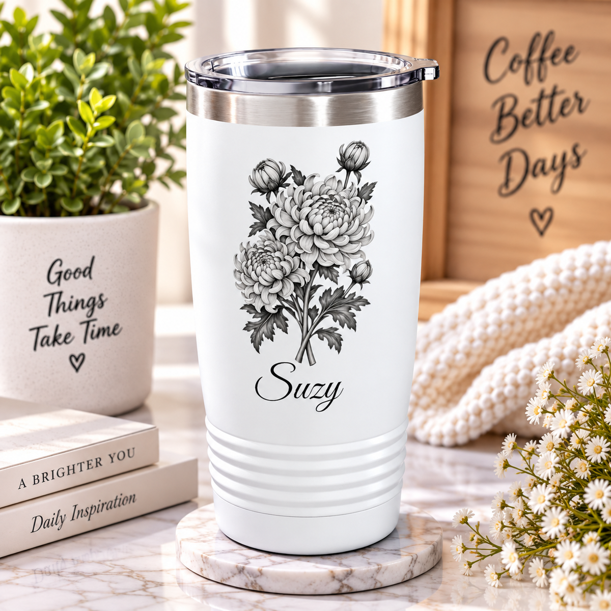 Personalized Birth Flower Tumbler – Custom Birth Month Tumbler