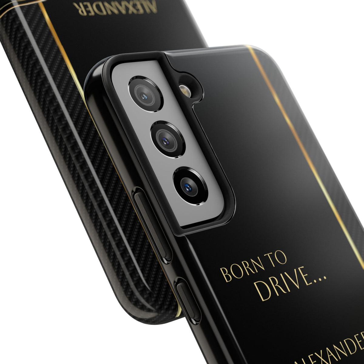 Born to Drive Personalized Tough Phone Case — Personalized Luxury Car Phone Case – Black & Gold Automotive Design