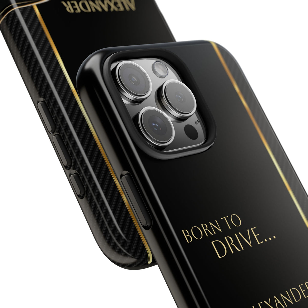 Born to Drive Personalized Tough Phone Case — Personalized Luxury Car Phone Case – Black & Gold Automotive Design