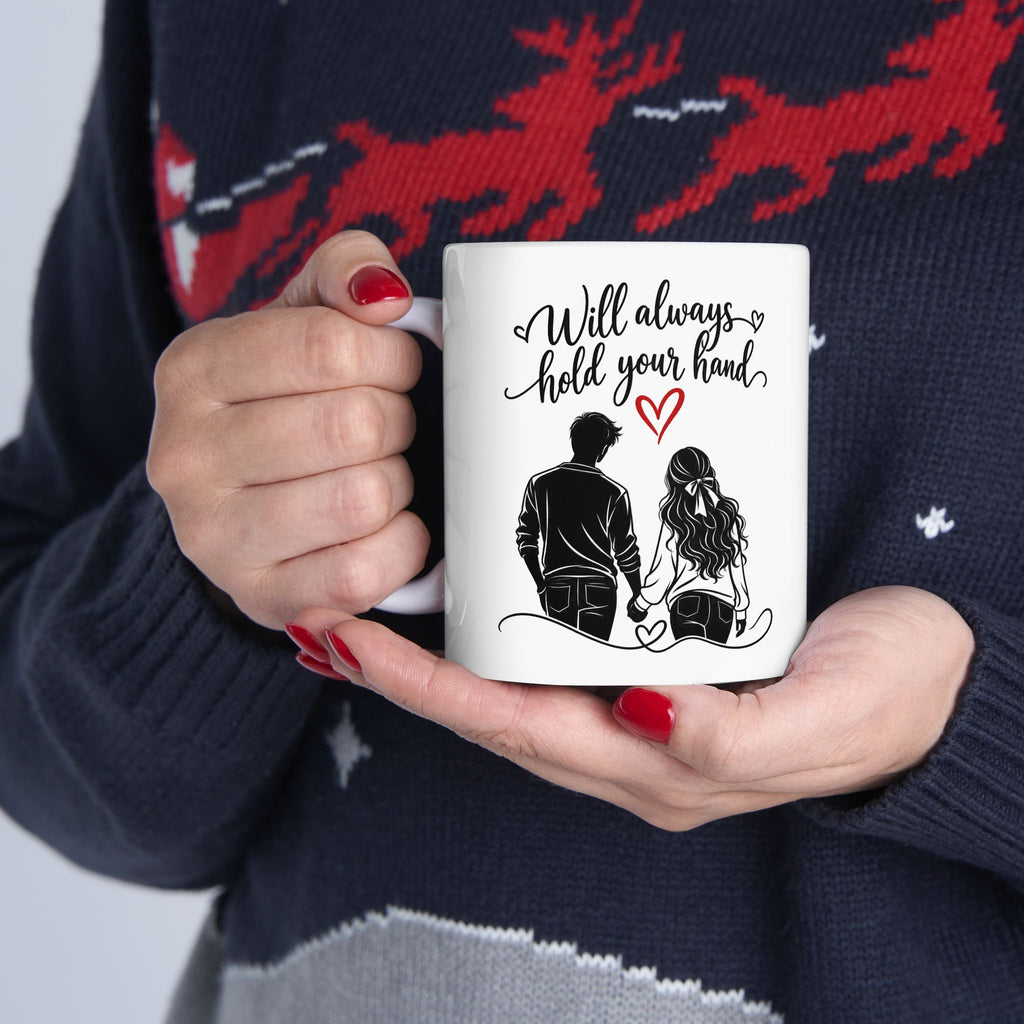 Personalized Couple Mug – Side by Side, Hand in Hand | Romantic Gift for Couples