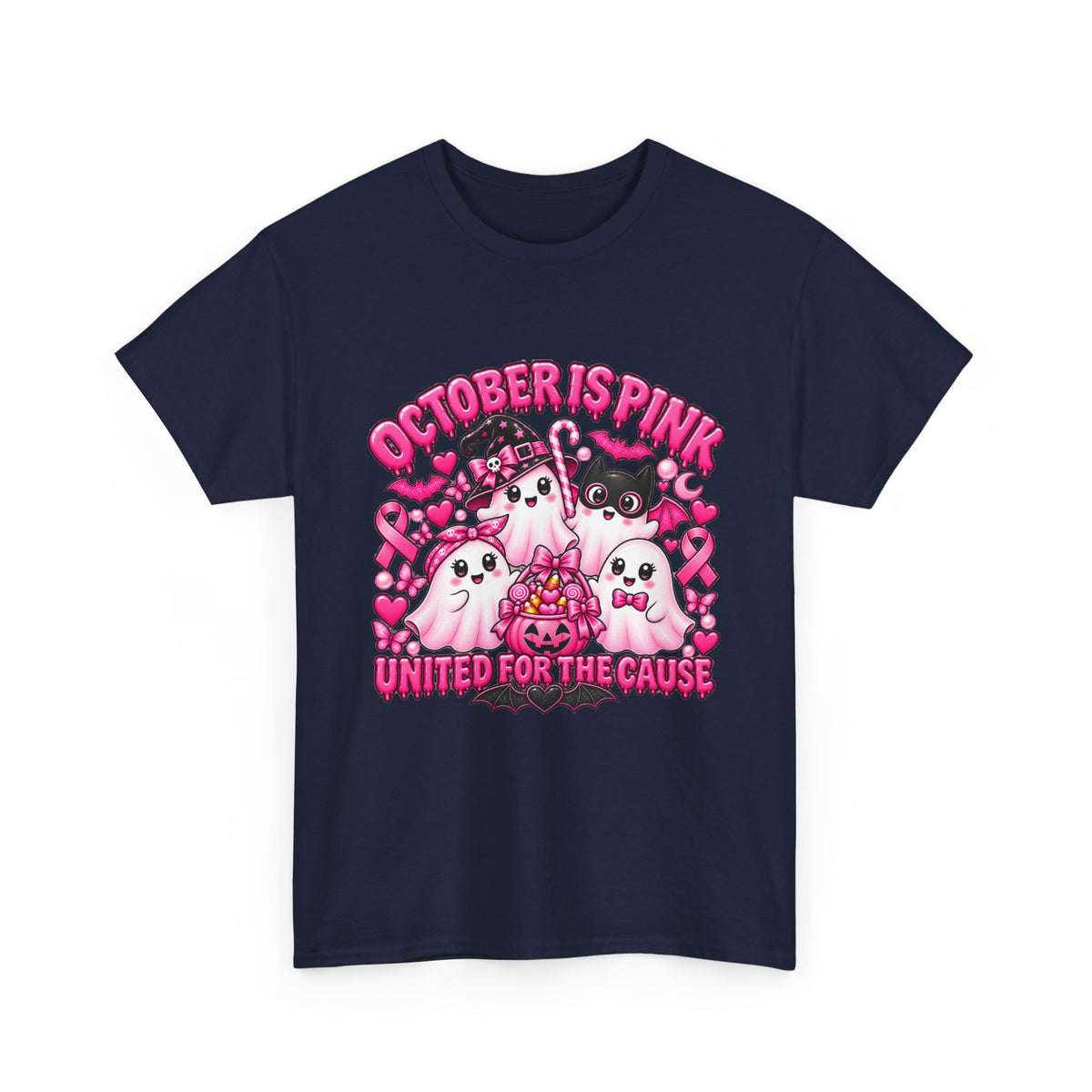 Breast Cancer Awareness Pink Ghosts Tee — "October Is Pink" United For The Cause