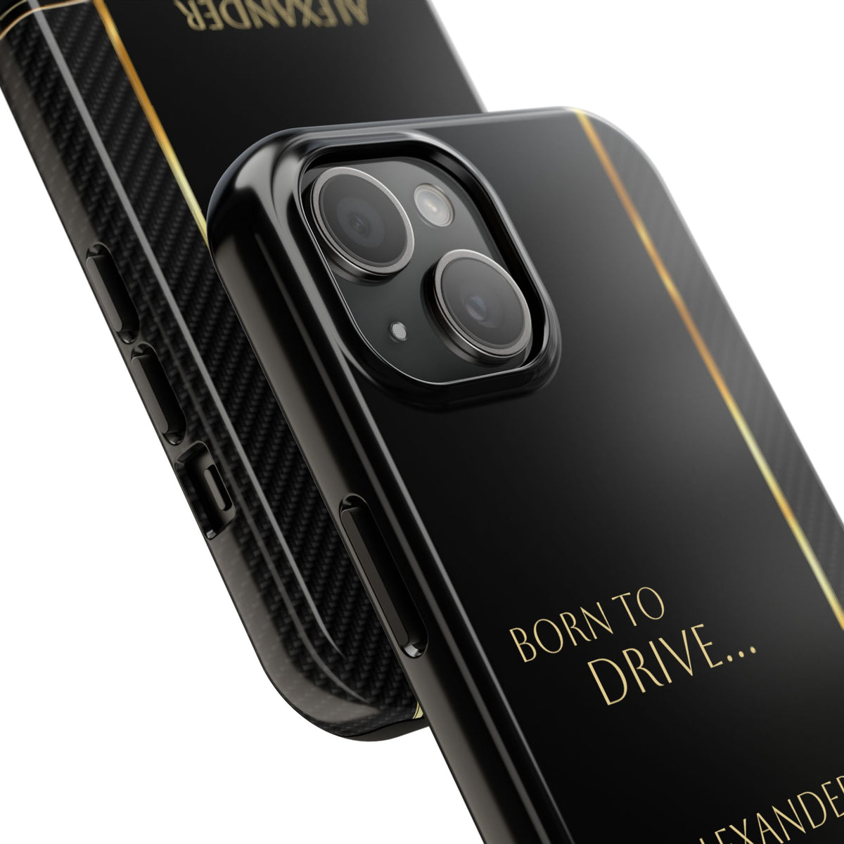 Born to Drive Personalized Tough Phone Case — Personalized Luxury Car Phone Case – Black & Gold Automotive Design
