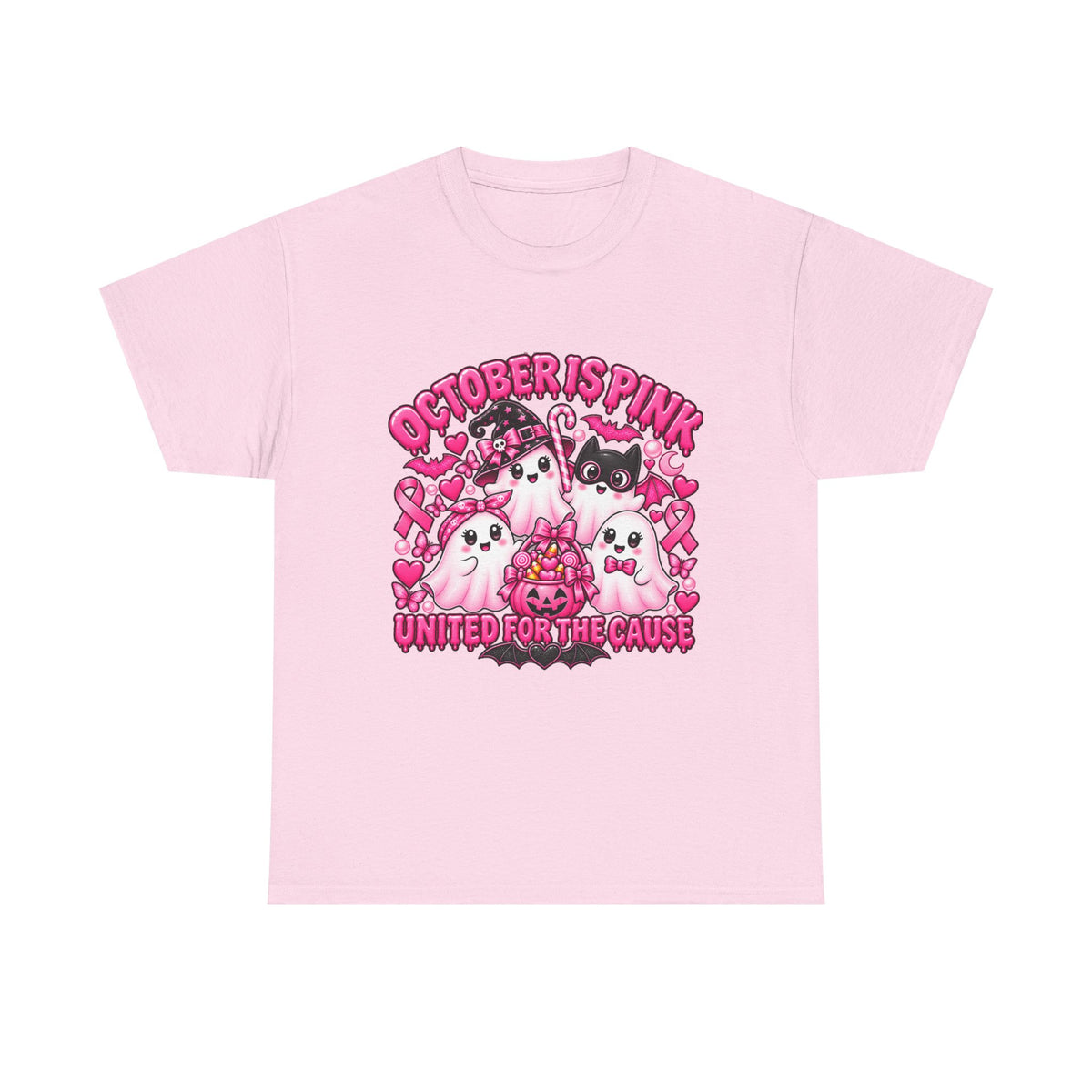 Breast Cancer Awareness Pink Ghosts Tee — "October Is Pink" United For The Cause