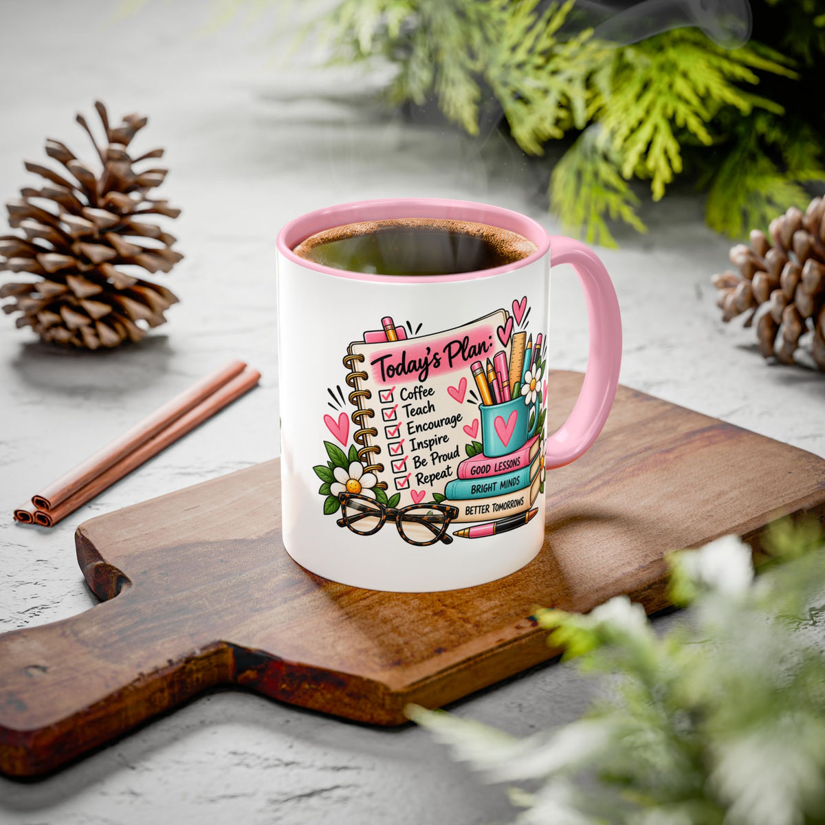 Teacher Planner Coffee Mug — Pink Interior 11oz/15oz