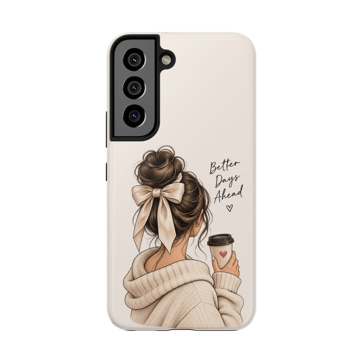 Better Days Ahead Personalized Phone Case – Cozy Feminine Coffee & Bow Design