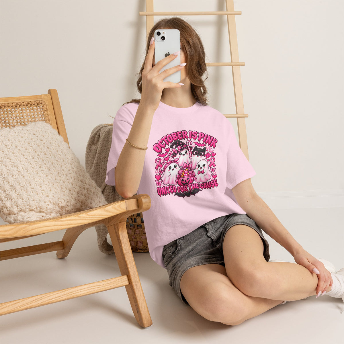 Breast Cancer Awareness Pink Ghosts Tee — "October Is Pink" United For The Cause