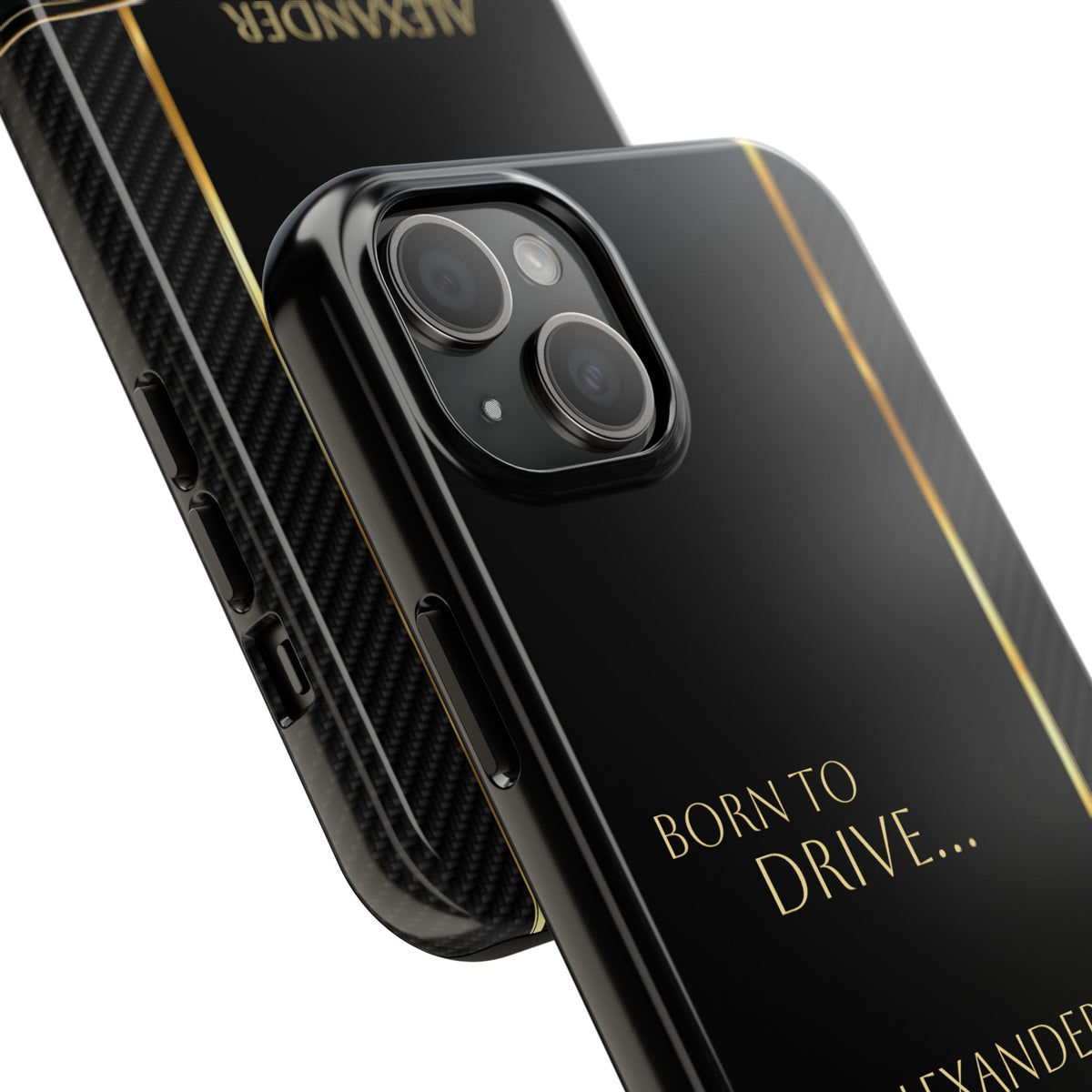 Born to Drive Personalized Tough Phone Case — Personalized Luxury Car Phone Case – Black & Gold Automotive Design