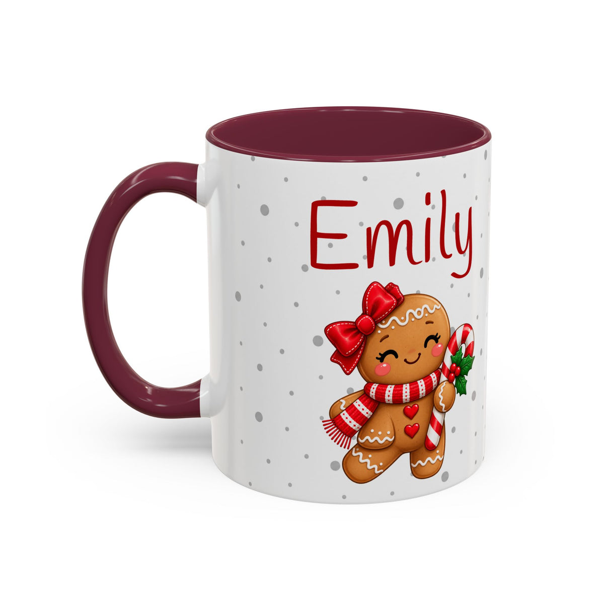 Personalized Gingerbread Christmas Mug – Custom Name Holiday Coffee Cup