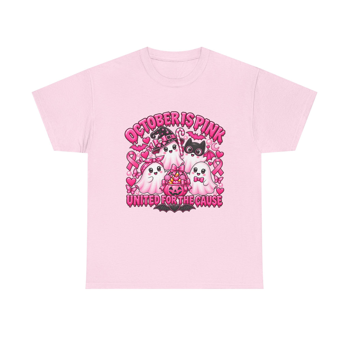 Breast Cancer Awareness Pink Ghosts Tee — "October Is Pink" United For The Cause