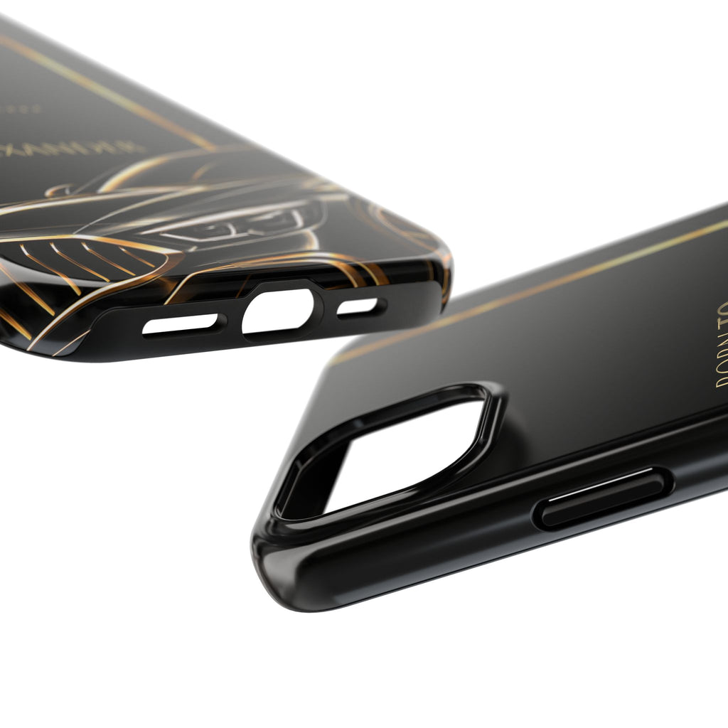 Born to Drive Personalized Tough Phone Case — Personalized Luxury Car Phone Case – Black & Gold Automotive Design