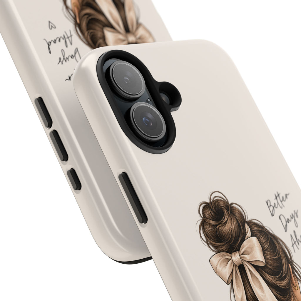 Better Days Ahead Personalized Phone Case – Cozy Feminine Coffee & Bow Design