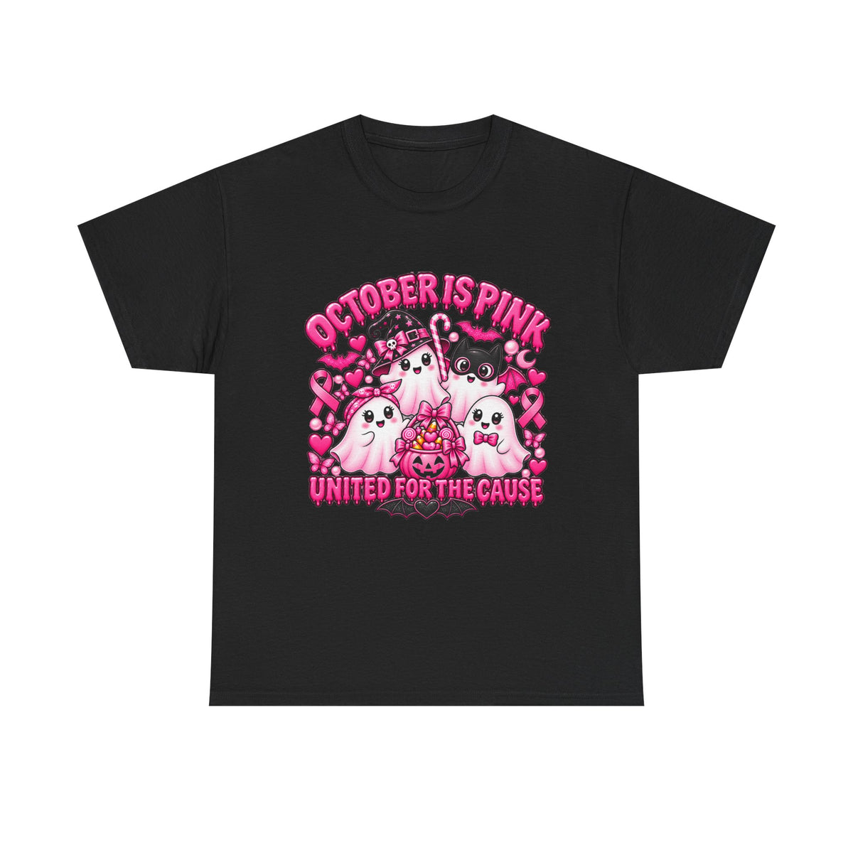 Breast Cancer Awareness Pink Ghosts Tee — "October Is Pink" United For The Cause