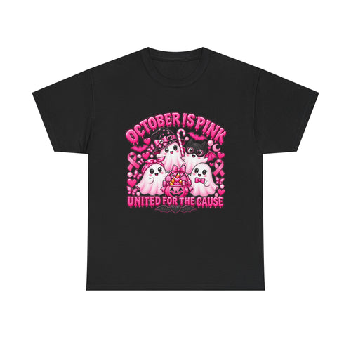 Breast Cancer Awareness Pink Ghosts Tee — "October Is Pink" United For The Cause