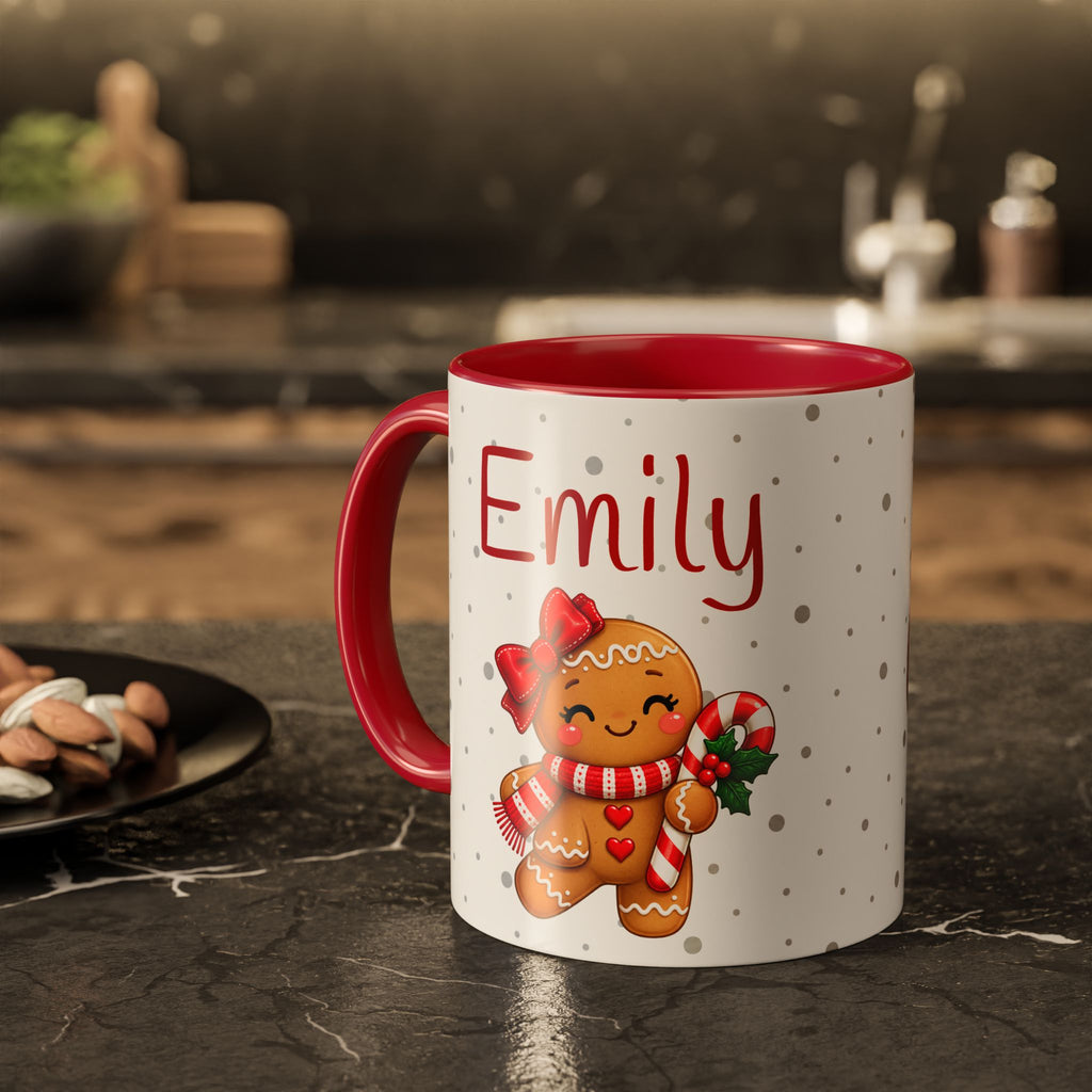 Personalized Gingerbread Christmas Mug – Custom Name Holiday Coffee Cup