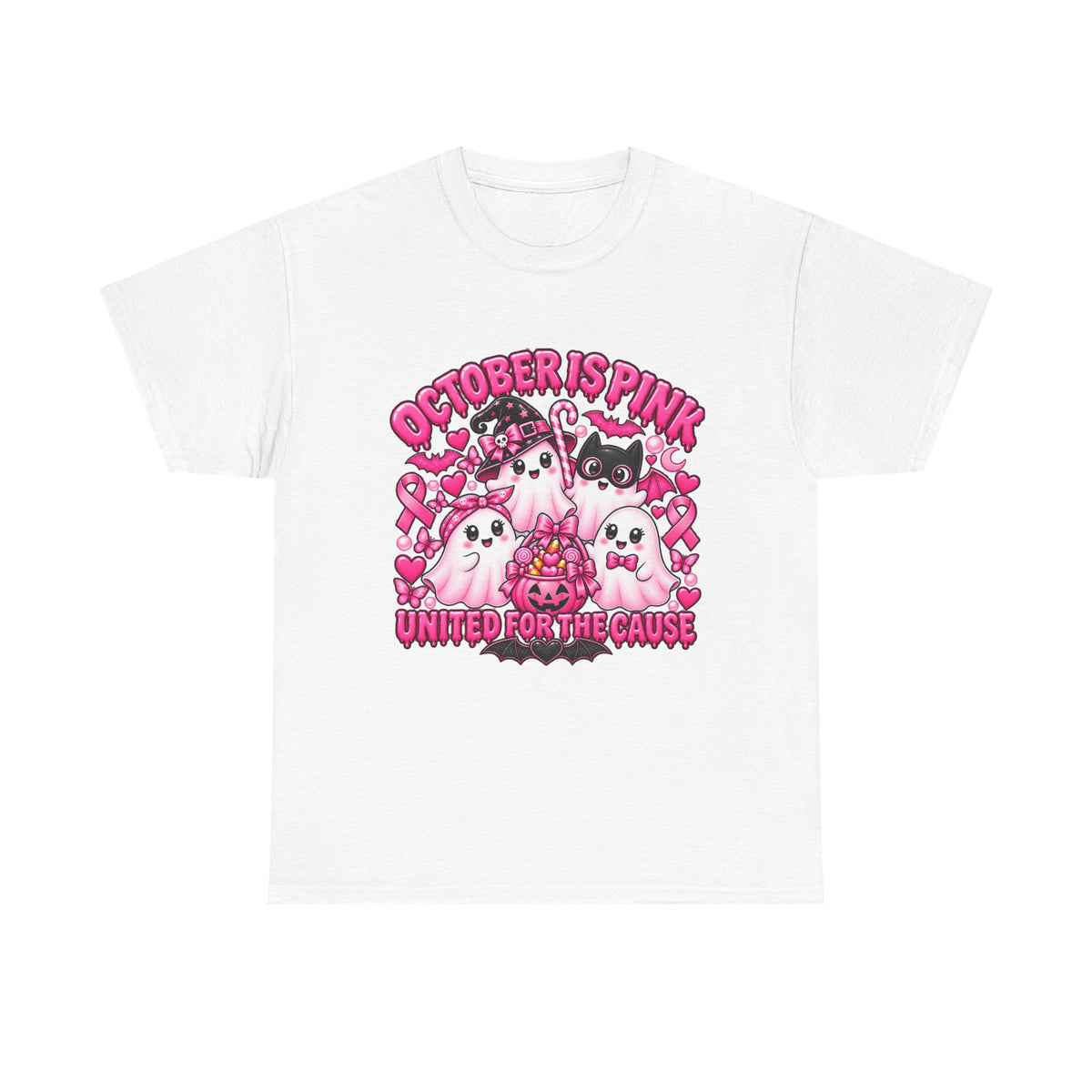 Breast Cancer Awareness Pink Ghosts Tee — "October Is Pink" United For The Cause