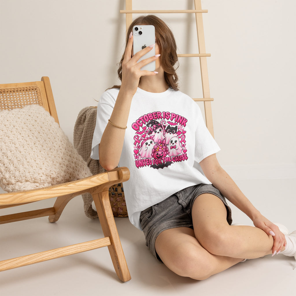 Breast Cancer Awareness Pink Ghosts Tee — "October Is Pink" United For The Cause