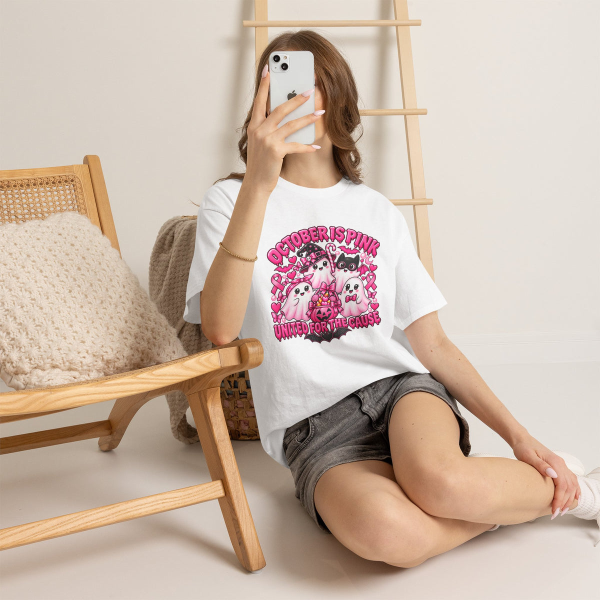 Breast Cancer Awareness Pink Ghosts Tee — "October Is Pink" United For The Cause