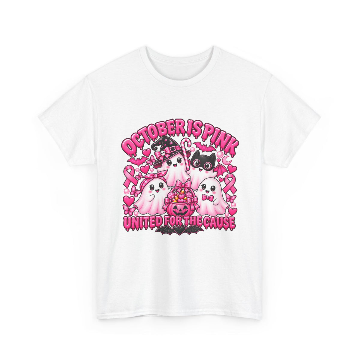 Breast Cancer Awareness Pink Ghosts Tee — "October Is Pink" United For The Cause