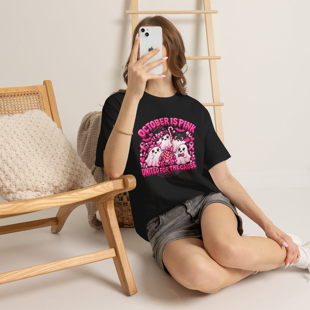Breast Cancer Awareness Pink Ghosts Tee — "October Is Pink" United For The Cause