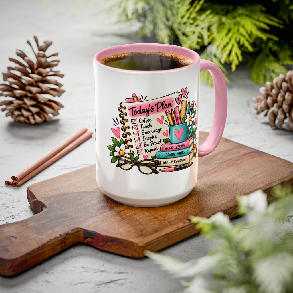 Teacher Planner Coffee Mug — Pink Interior 11oz/15oz