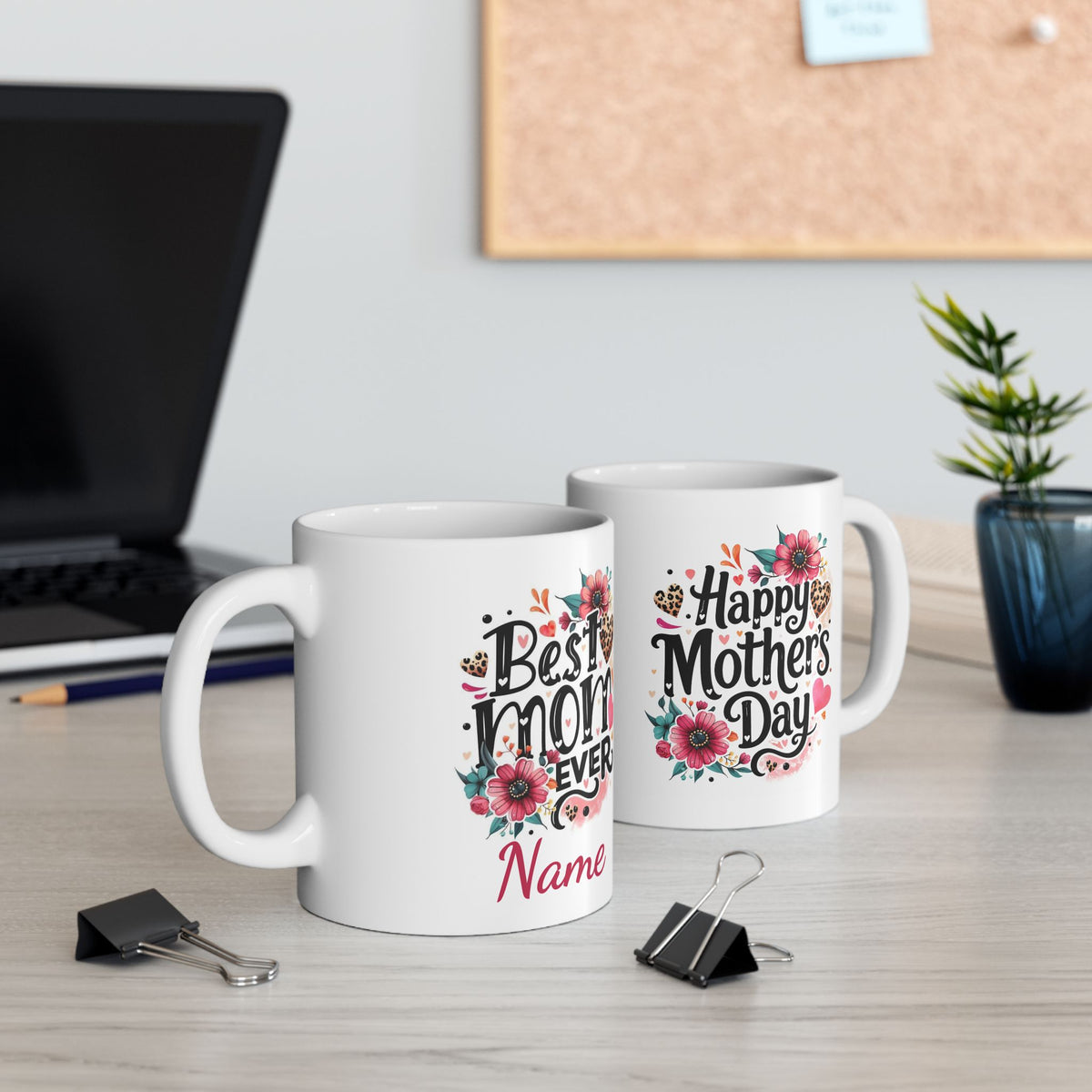 Personalized Mothers Day Mug | Custom Name Mom Coffee Cup | Best Mom Ever Gift | Happy Mothers Day Mug | Gift for Mom | Floral Mug