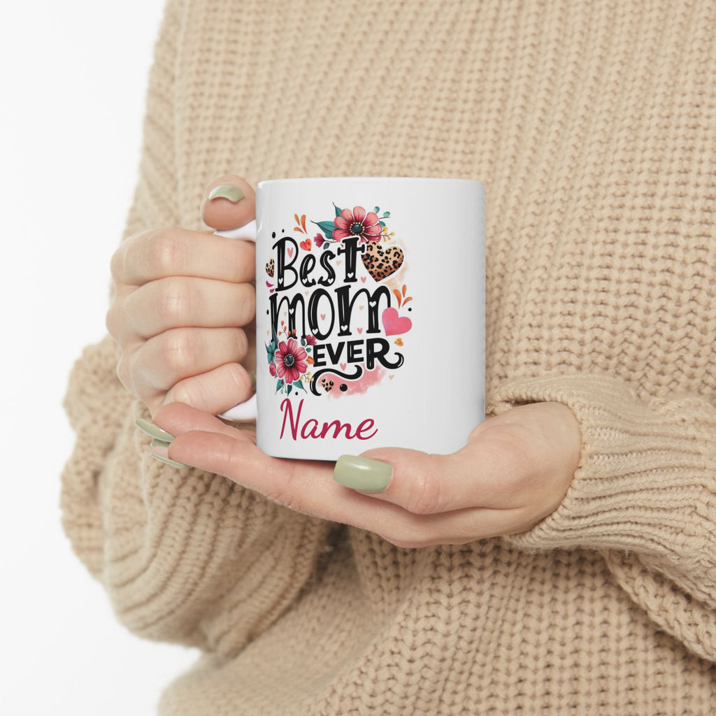 Personalized Mothers Day Mug | Custom Name Mom Coffee Cup | Best Mom Ever Gift | Happy Mothers Day Mug | Gift for Mom | Floral Mug