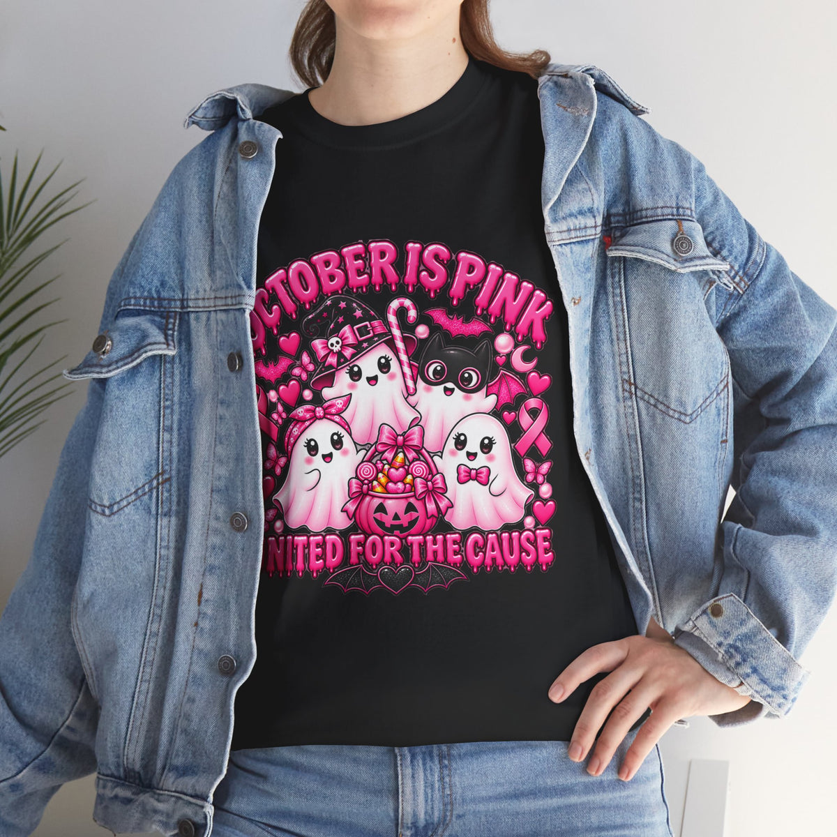 Breast Cancer Awareness Pink Ghosts Tee — "October Is Pink" United For The Cause