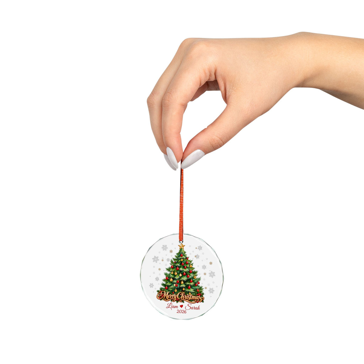 Personalized Christmas Tree Ornament 2026 – Custom Couple Names, Merry Christmas Keepsake
