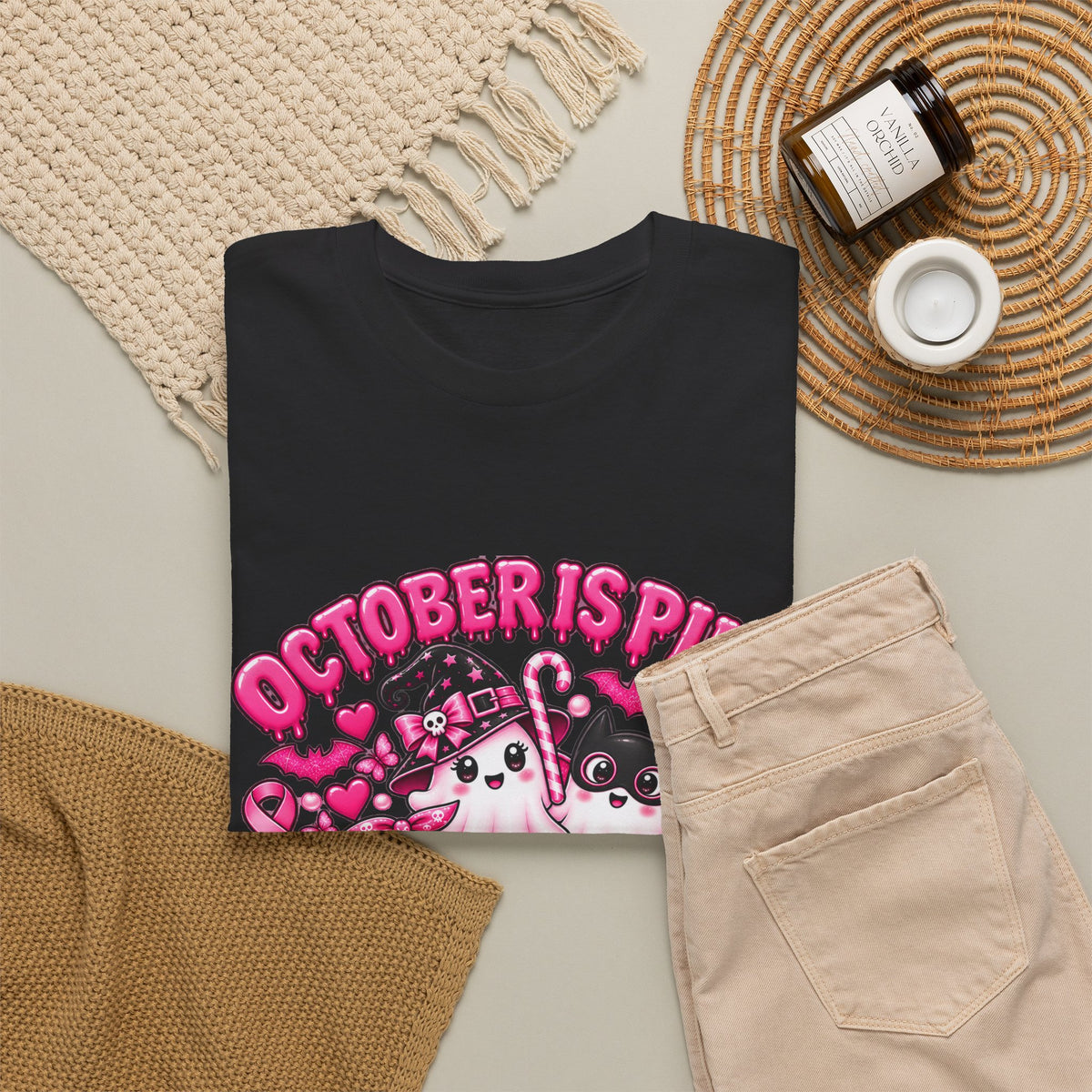 Breast Cancer Awareness Pink Ghosts Tee — "October Is Pink" United For The Cause