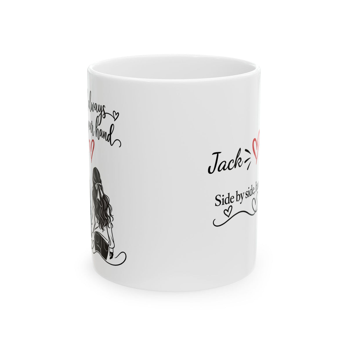 Personalized Couple Mug – Side by Side, Hand in Hand | Romantic Gift for Couples