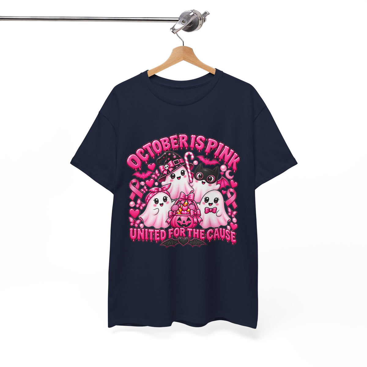 Breast Cancer Awareness Pink Ghosts Tee — "October Is Pink" United For The Cause