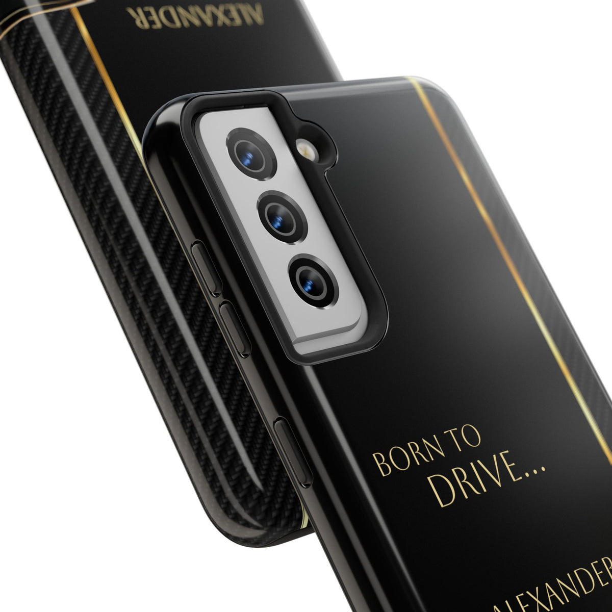 Born to Drive Personalized Tough Phone Case — Personalized Luxury Car Phone Case – Black & Gold Automotive Design