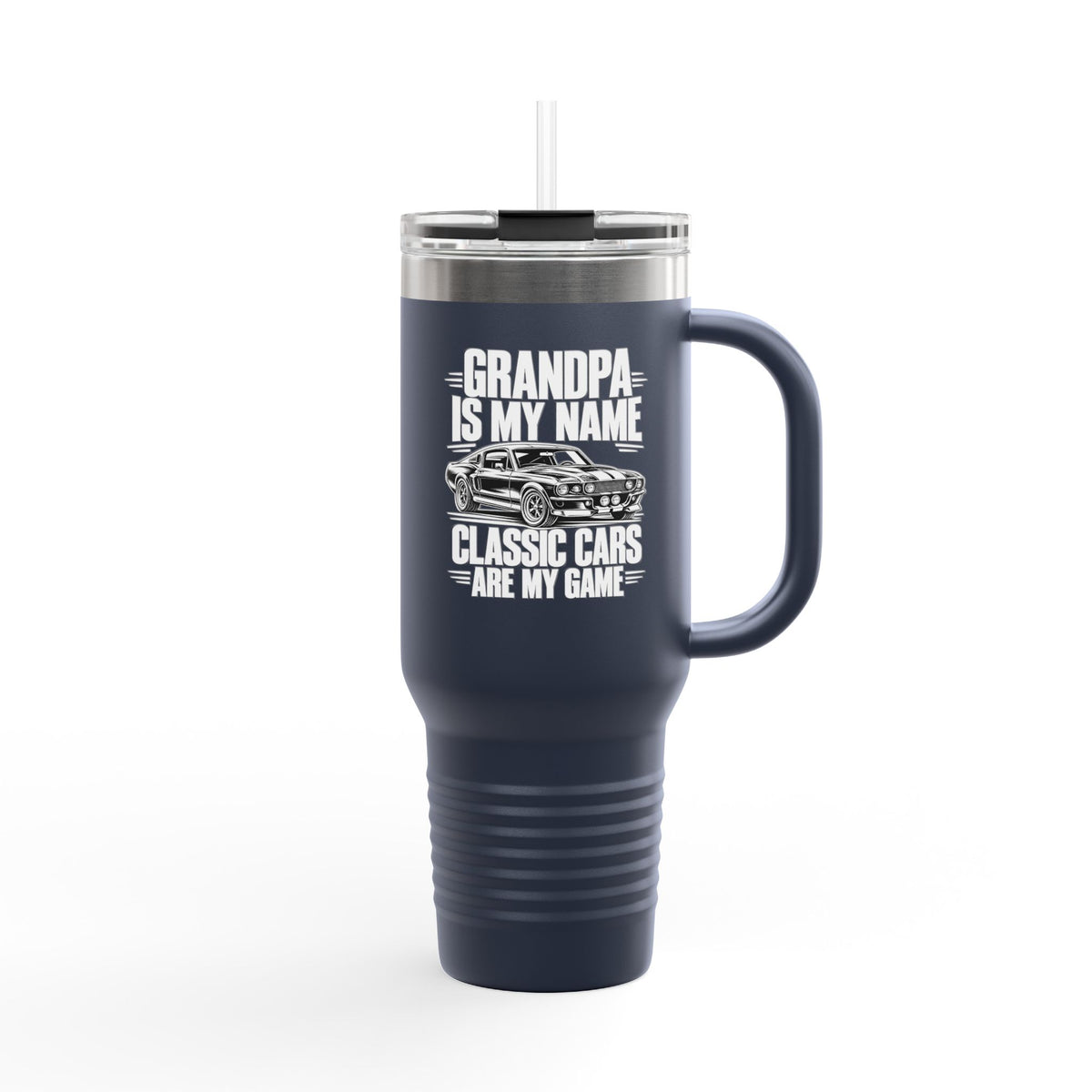 Grandpa Classic Cars Tumbler – Insulated Travel Mug with Handle