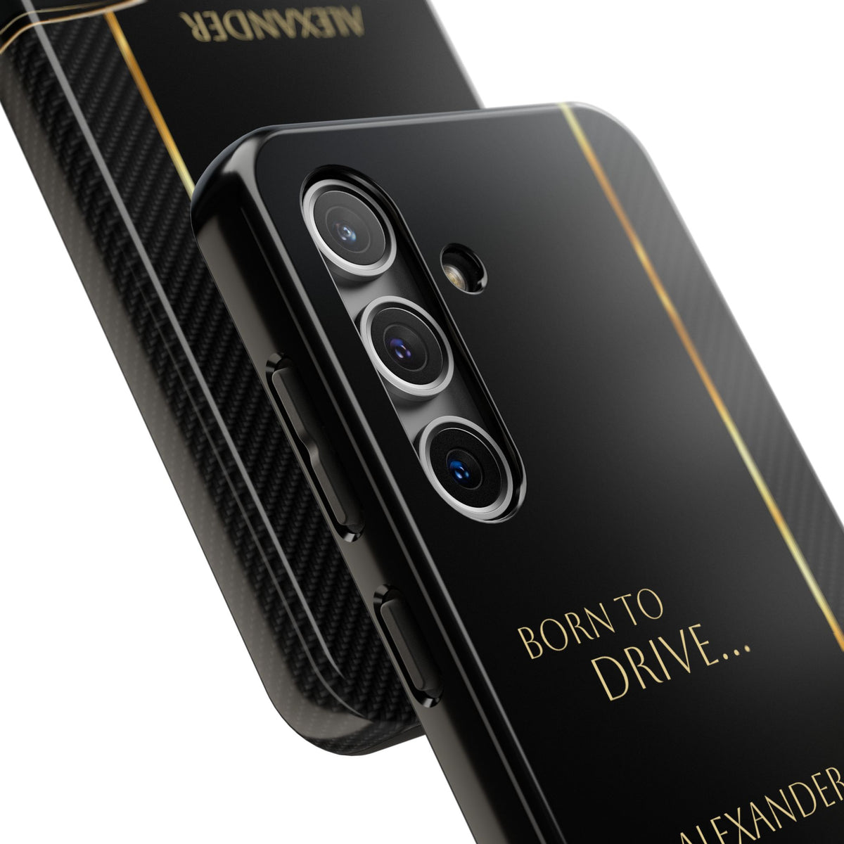 Born to Drive Personalized Tough Phone Case — Personalized Luxury Car Phone Case – Black & Gold Automotive Design