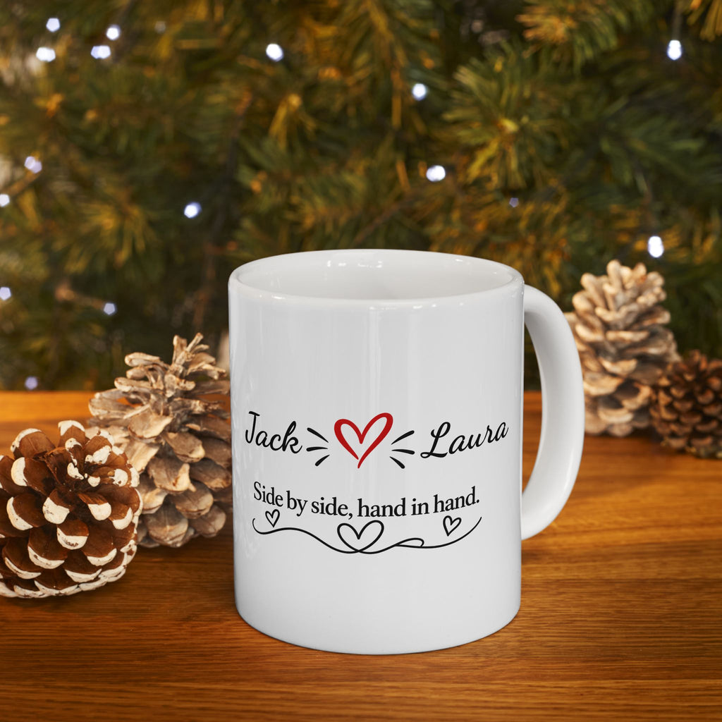 Personalized Couple Mug – Side by Side, Hand in Hand | Romantic Gift for Couples
