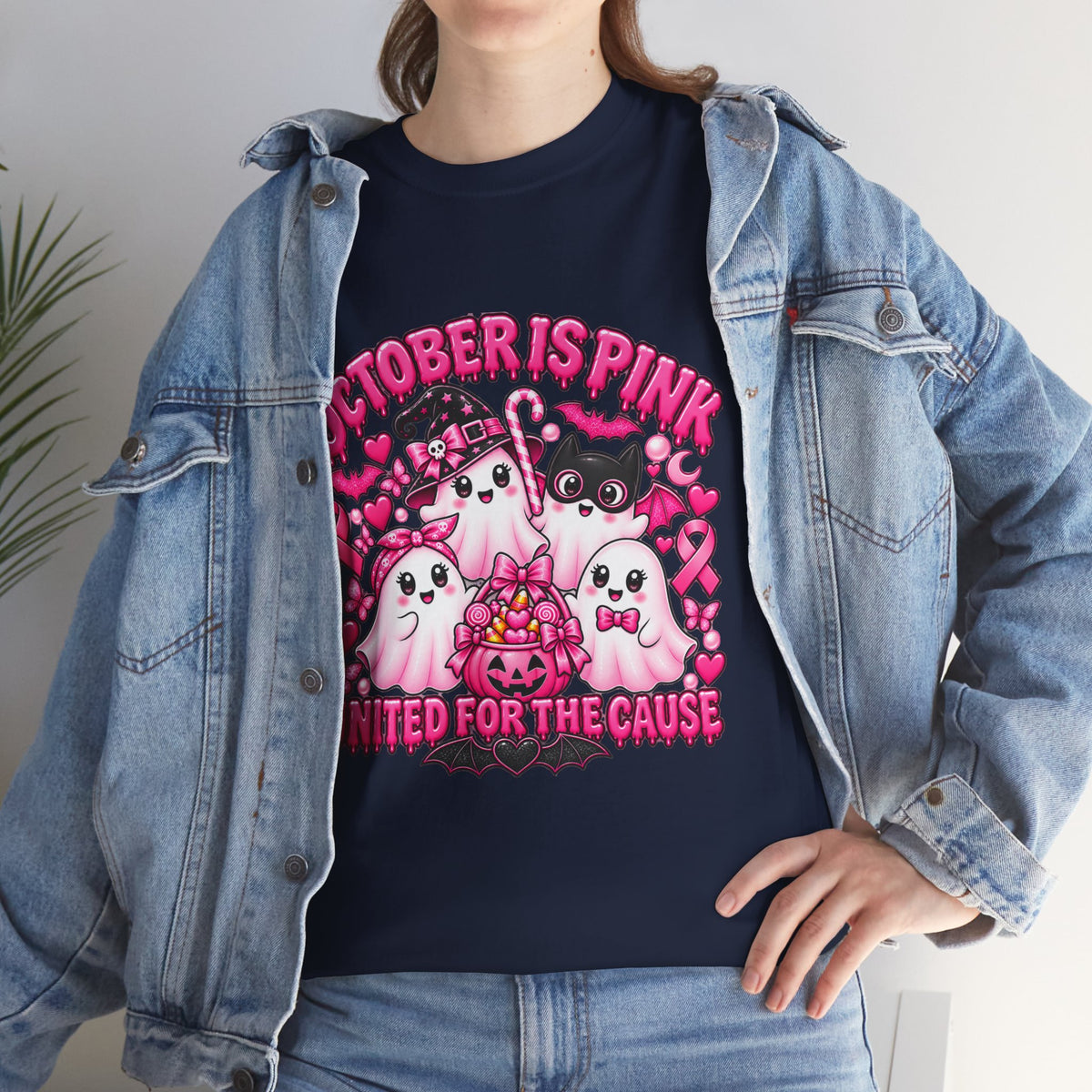 Breast Cancer Awareness Pink Ghosts Tee — "October Is Pink" United For The Cause