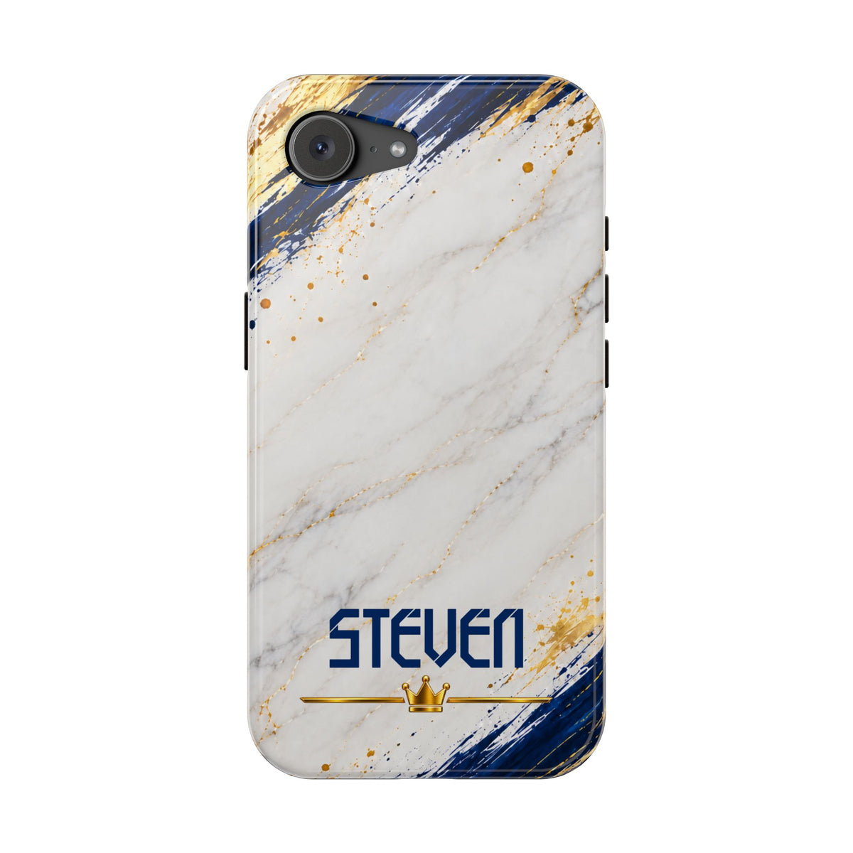 Personalized White Marble & Navy Gold MagSafe Phone Case – Custom Name — Personalized Marble Phone Case