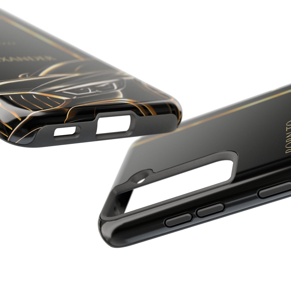 Born to Drive Personalized Tough Phone Case — Personalized Luxury Car Phone Case – Black & Gold Automotive Design